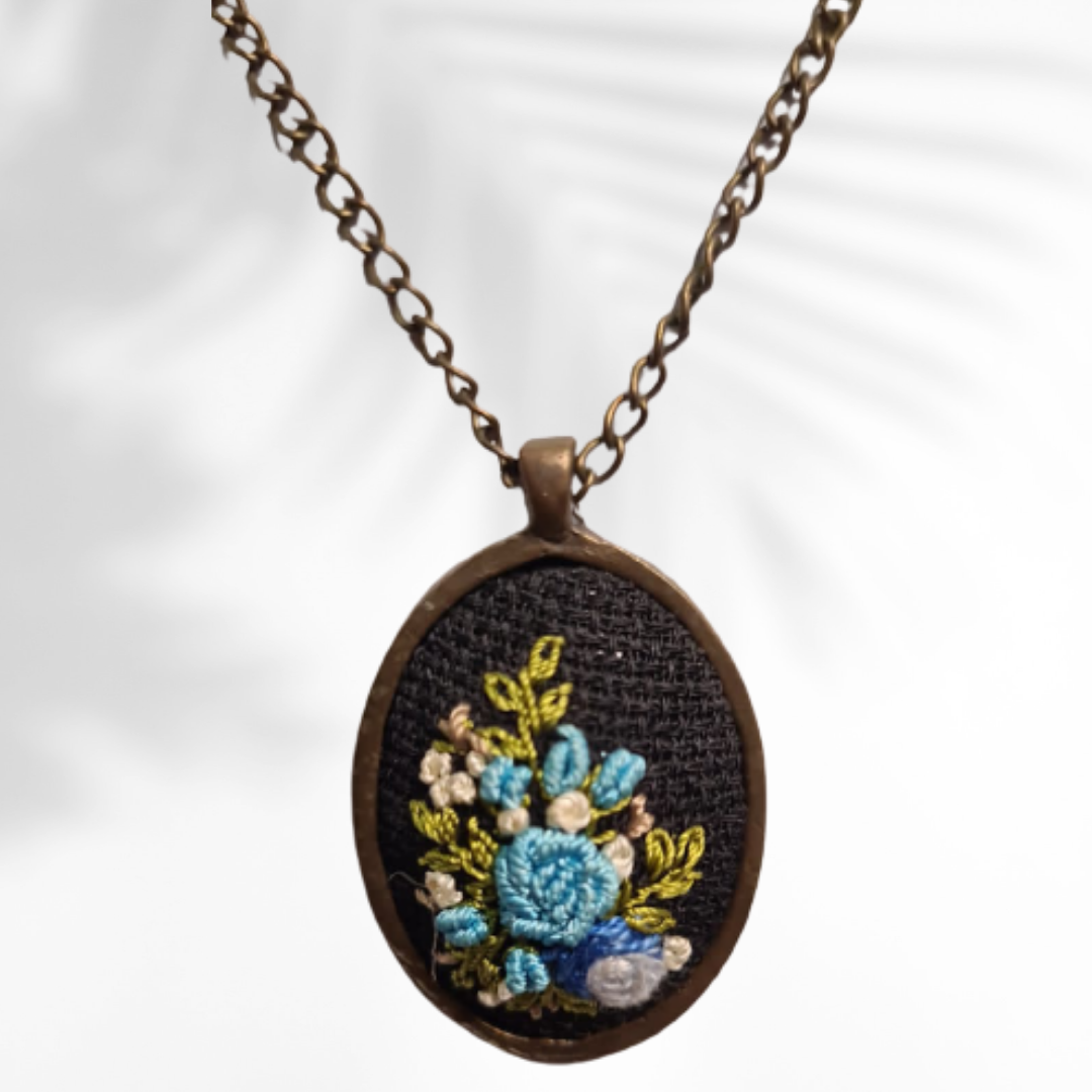 Handmade Blue Flowers Necklace