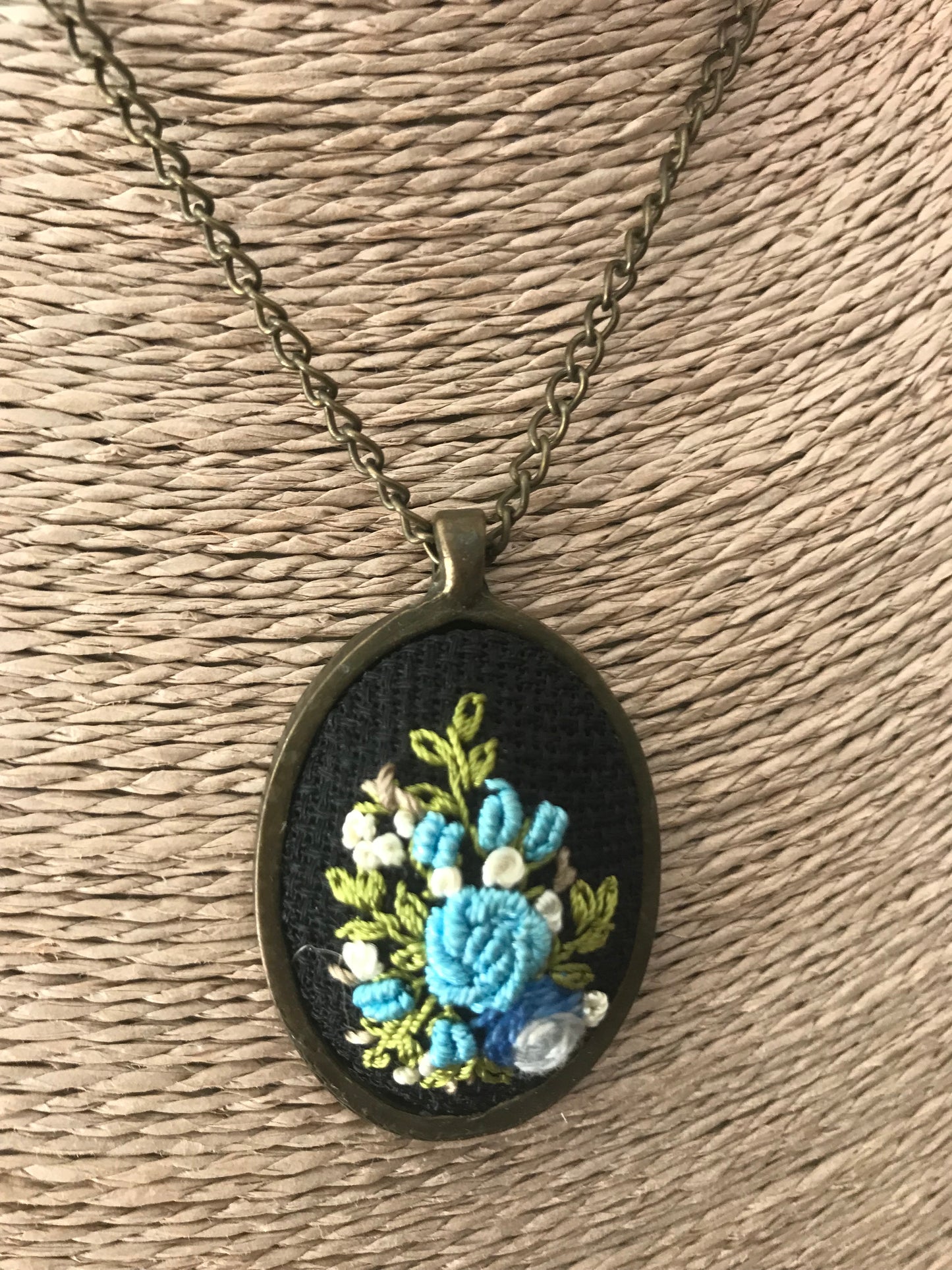 Handmade Blue Flowers Necklace